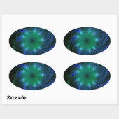 Blaue und grüne Wirbel Ovaler Aufkleber (Blatt)