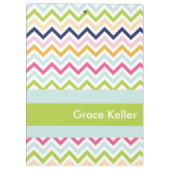 Blaue und grüne Zickzack Personalisierte Zwischena Klemmbrett (Rückseite)