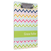 Blaue und grüne Zickzack Personalisierte Zwischena Klemmbrett (Rechts)