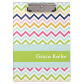 Blaue und grüne Zickzack Personalisierte Zwischena Klemmbrett (Vorderseite)