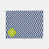 Blaue und grüne Zigzag-Muster Monogram Fleecedecke (Vorderseite (Horizontal))
