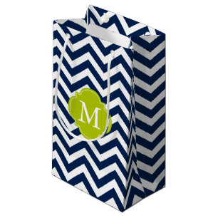 Blaue und grüne Zigzag-Muster Monogram Kleine Geschenktüte