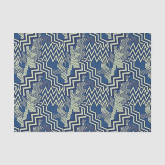 Blaue und grüne Zigzag-Muster Seidenpapier (Vorderseite)