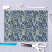 Blaue und grüne Zigzag-Muster Seidenpapier (Handwerk)