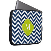 Blaue und grüne Zigzags-Muster Laptopschutzhülle (Vorne Rechts)