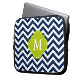 Blaue und grüne Zigzags-Muster Laptopschutzhülle (Vorderseite Links)