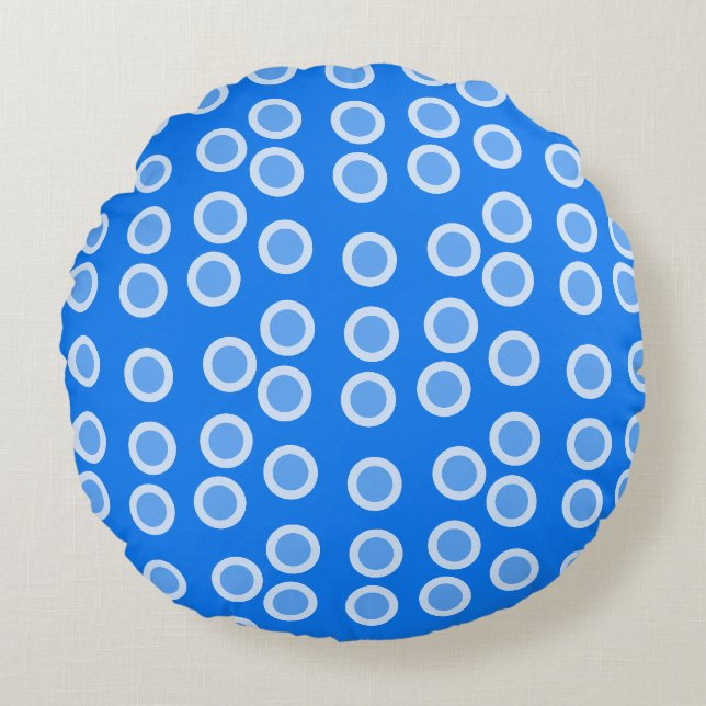 Blaue und hellblaue Kreise Rundes Kissen (Vorderseite)