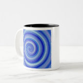 Blaue und hellblaue Spirale Zweifarbige Tasse (Vorderseite Links)