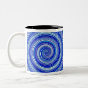 Blaue und hellblaue Spirale Zweifarbige Tasse