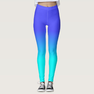 Blaue und helle Neonaqua Ombré Schatten-Neonfarbe Leggings