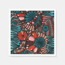 Blaue und korallenrote abstrakte 3D-Zentangle-Must