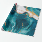 Blaue und Krabrote Marmor-Eleganz Geschenkpapier (Ungerollt)