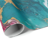 Blaue und Krabrote Marmor-Eleganz Geschenkpapier (Rolleneckpunkt)