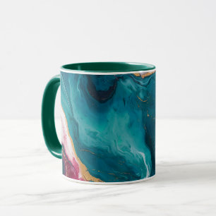 Blaue und Krabrote Marmor-Eleganz Tasse
