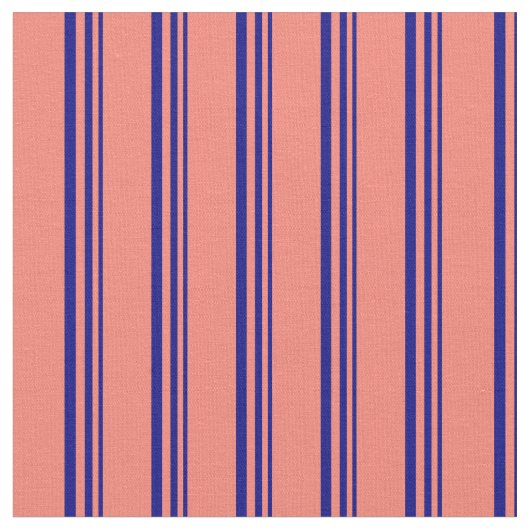 Blaue und lachsfarbene Streifen/Linienmuster Stoff (Nahaufnahme)