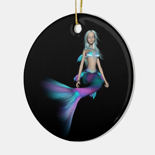 Blaue und lila 3D Meerjungfrau 4 Keramik Ornament (Links)