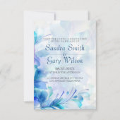Blaue und Lila Abstrakte Blume Hochzeit Einladung (Vorderseite)