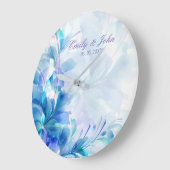 Blaue und Lila Abstrakte Blume - Save the Date Große Wanduhr (Winkel)