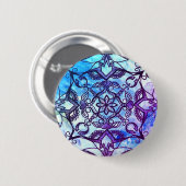 Blaue und Lila Abstrakte Mandala-Taste Button (Vorne & Hinten)
