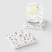 Blaue und lila abstrakte Regentropfen Steinuntersetzer (Seitenansicht)