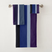 Blaue und Lila Abstrakte Streifen Badhandtuch Set (Insitu)