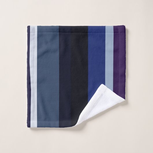 Blaue und Lila Abstrakte Streifen Badhandtuch Set (Waschlappen)