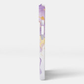 Blaue und lila Alkoholfarbe Gold iPhone Hülle (Linke Seite)