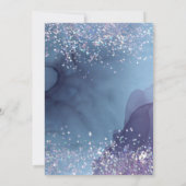 Blaue und lila Alkoholfarbe mit mystischer Glitzer Einladung (Rückseite)