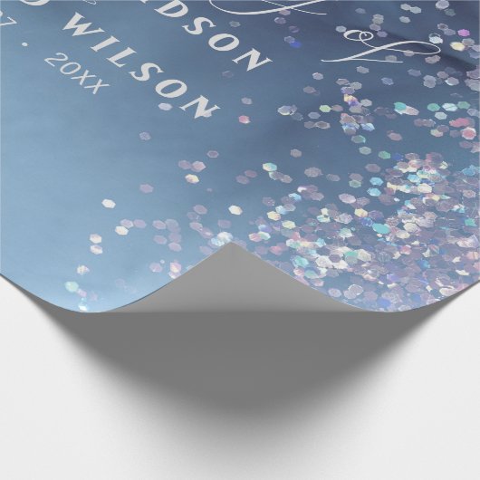 Blaue und lila Alkoholfarbe mit mystischer Glitzer Geschenkpapier (Ecke)