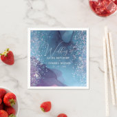 Blaue und lila Alkoholfarbe mit mystischer Glitzer Serviette (Beispiel)