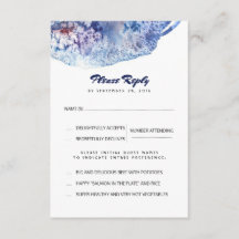 Blaue und Lila Aquarellfarben mit RSVP-Hochzeitkar