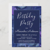 Blaue und Lila Aquarelltinte jedes Lebensalter Einladung (Vorderseite)