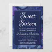 Blaue und Lila Aquarelltinte Sweet 16 Birthday Einladung (Vorderseite)