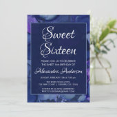 Blaue und Lila Aquarelltinte Sweet 16 Birthday Einladung (Stehend Vorderseite)