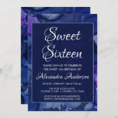 Blaue und Lila Aquarelltinte Sweet 16 Birthday Einladung (Vorne/Hinten)