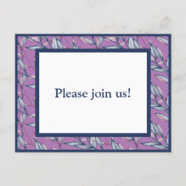 Blaue und Lila Blätter Einladungspostkarte