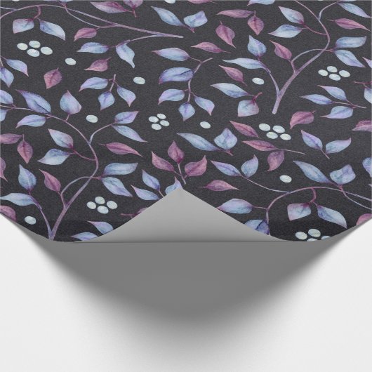 Blaue und Lila Blätter Geschenkpapier (Ecke)