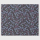 Blaue und Lila Blätter Geschenkpapier (Flach)