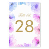 Blaue und Lila blumengeschichtliche Tischnummer (Rückseite)