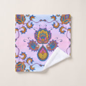 Blaue und Lila Blumenkunst, Mehndi Blue Bliss Badhandtuch Set (Waschlappen)