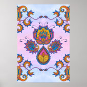 Blaue und Lila Blumenkunst, Mehndi Blue Bliss Poster (Vorne)