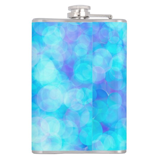 Blaue und Lila Bokeh-Blasen Flachmann (Rückseite)