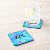 Blaue und Lila Bokeh-Blasen Getränkeuntersetzer (Rechte Seite)