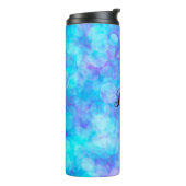 Blaue und Lila Bokeh-Blasen Thermosbecher (Nach links gedreht)