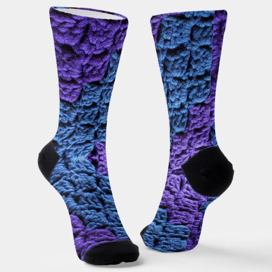 Blaue und Lila Crochet Socken (Gewinkelt)