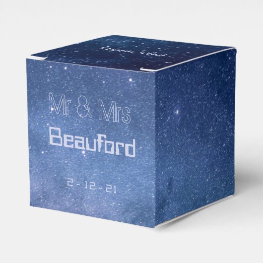 Blaue und Lila Galaxie-Hochzeit Geschenkschachtel (Vorderseite)