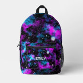 Blaue und Lila Galaxie-Individuelle Name Bedruckter Rucksack (Vorderseite)