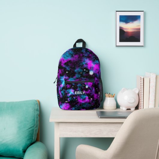 Blaue und Lila Galaxie-Individuelle Name Bedruckter Rucksack (InSitu)