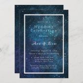 Blaue und Lila Galaxy Space Hochzeit Einladung (Vorne/Hinten)