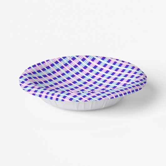 blaue und lila gestreifte elektrische Retro Pappteller (Gewinkelt)